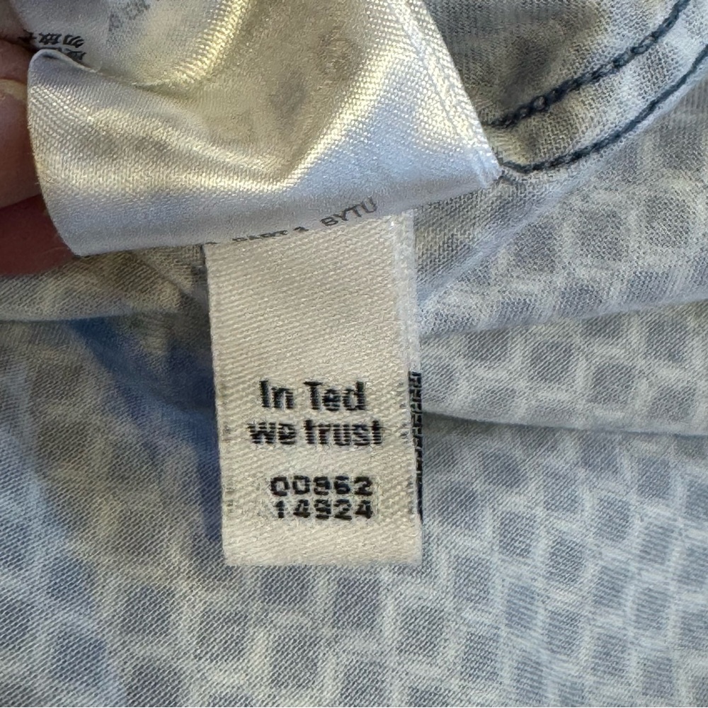 Ted Baker London Blue Geometric Diamond Print Short Sleeve Button Down Shirt XL - Picture 14 of 15